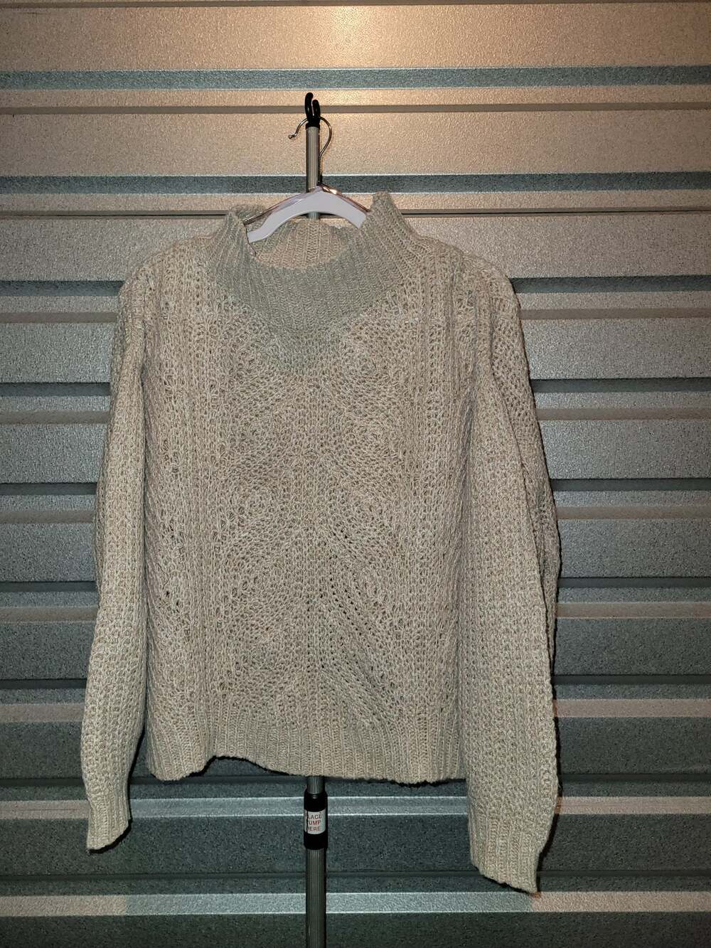 POL Women's M Slouchy Turtleneck Sweater Oatmeal Chunky Knit Boho